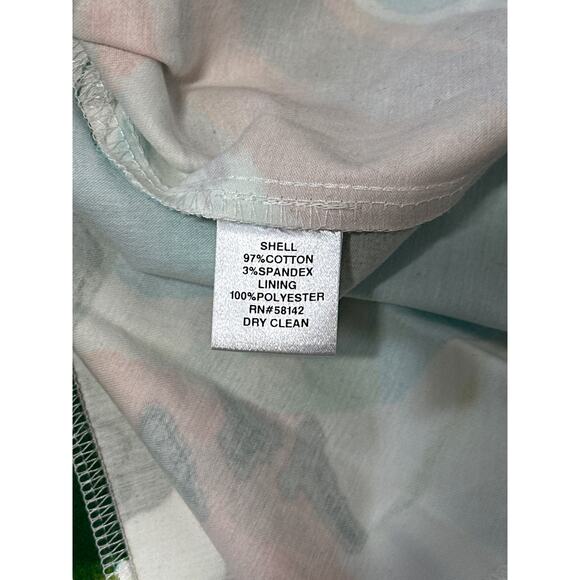 London Times Watercolor Print Ruched Sleeveless Dress Sz 12 Wrap Cotton Colorful - Picture 11 of 12